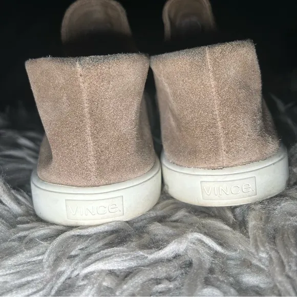 Vince neutral ruched suede slip on sneakers women’s shoe size 9