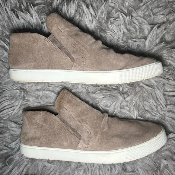 Vince neutral ruched suede slip on sneakers women’s shoe size 9