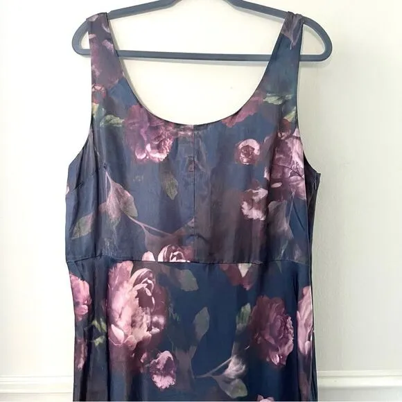 Vince Night Garden Square Neck Satin Slip Dress Size 6 NWT