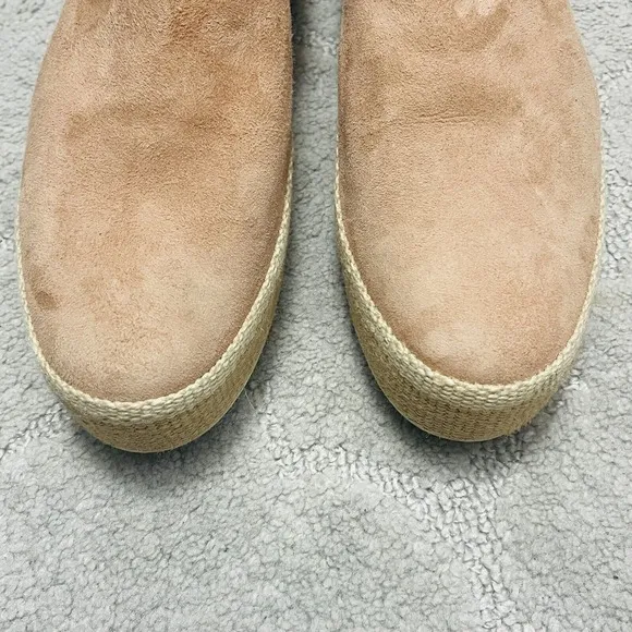 VINCE. Oatmeal Suede Peach Wilden Espadrille Slip-On Sneakers 9.5 Woven Platform