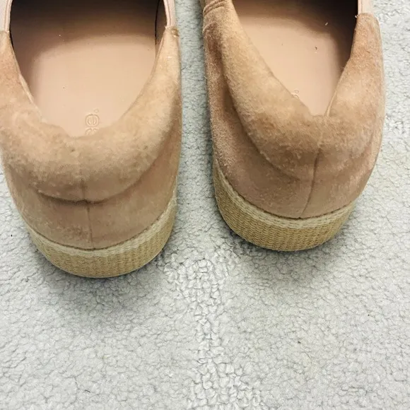 VINCE. Oatmeal Suede Peach Wilden Espadrille Slip-On Sneakers 9.5 Woven Platform