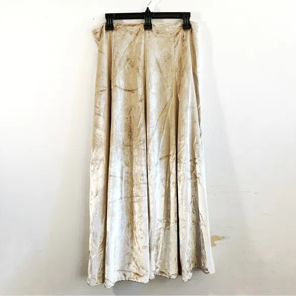 Vince Skirt Purl Edge Velvet Midi Skirt in Gold/ Silver Sz 10 NWT Holiday