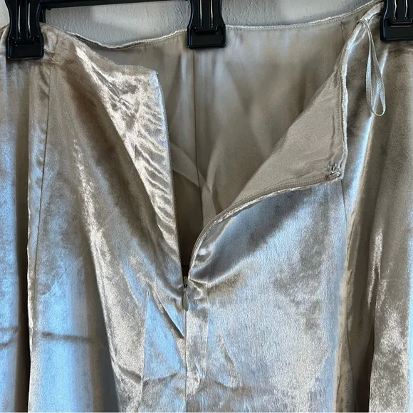 Vince Skirt Purl Edge Velvet Midi Skirt in Gold/ Silver Sz 10 NWT Holiday