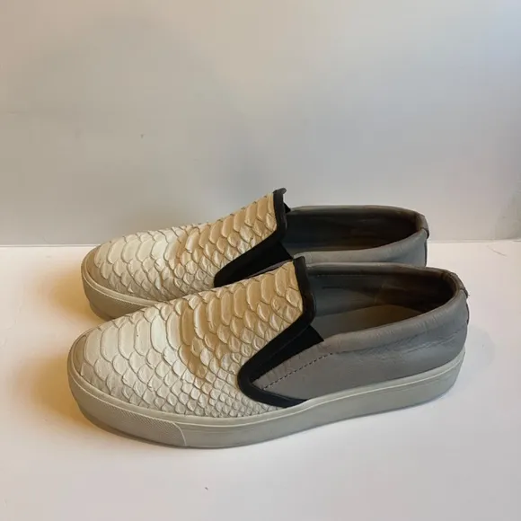 Vince Slip On Python‎ Leather Embossed Sneakers