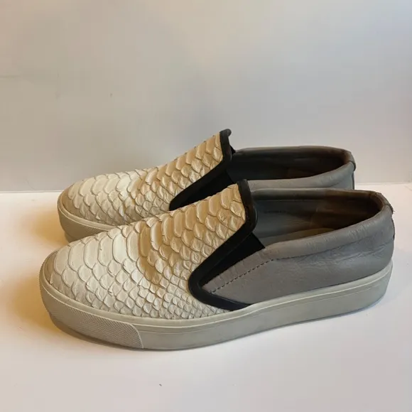 Vince Slip On Python‎ Leather Embossed Sneakers