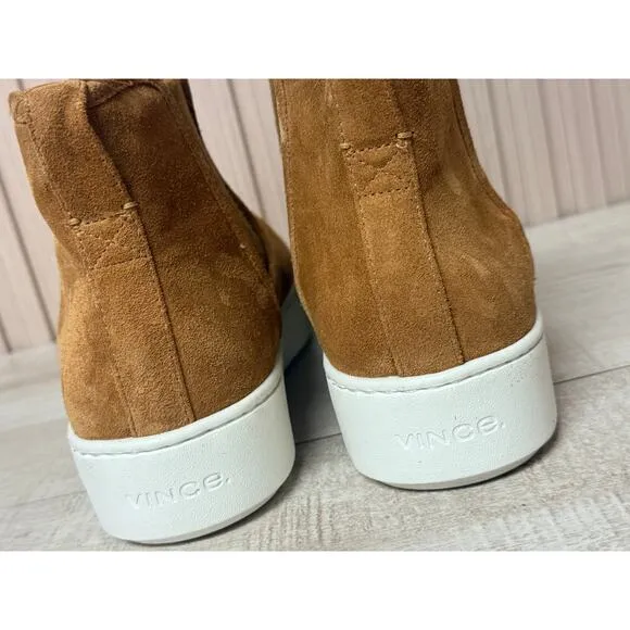VINCE Warren Suede Real Fur High Top Slip-On Sneakers Booties Water Repellent