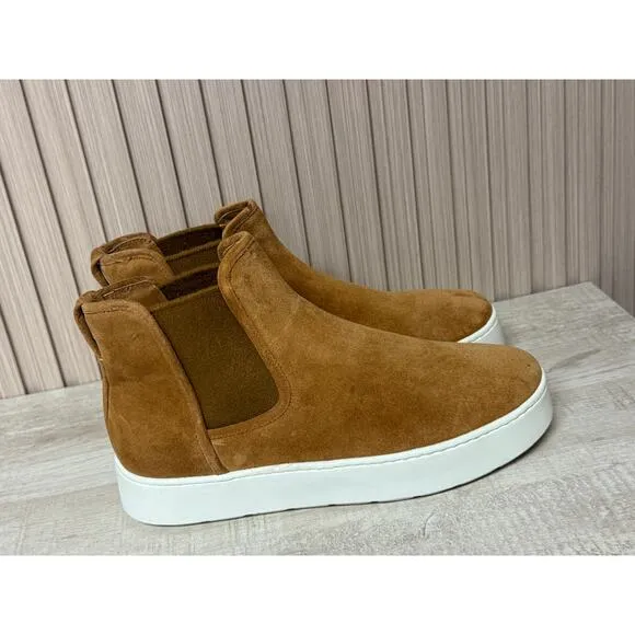 VINCE Warren Suede Real Fur High Top Slip-On Sneakers Booties Water Repellent