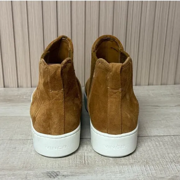 VINCE Warren Suede Real Fur High Top Slip-On Sneakers Booties Water Repellent