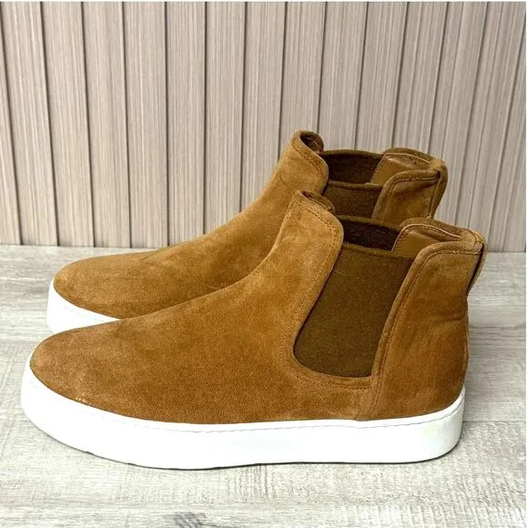 VINCE Warren Suede Real Fur High Top Slip-On Sneakers Booties Water Repellent