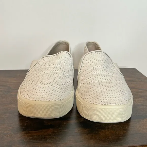 Vince White Blair Perforated Leather Slip On Sneakers Shoes Size 6.5