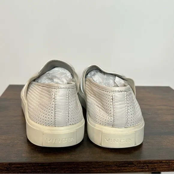Vince White Blair Perforated Leather Slip On Sneakers Shoes Size 6.5