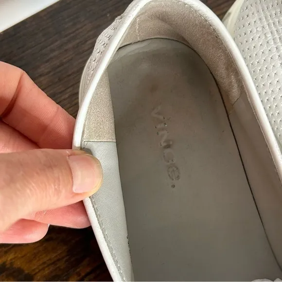 Vince White Blair Perforated Leather Slip On Sneakers Shoes Size 6.5