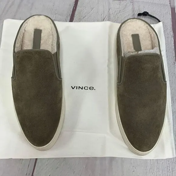 Vince Women’s Garvey 2 Genuine Shearling Lined Slip-On Sneaker 8.5 Gray