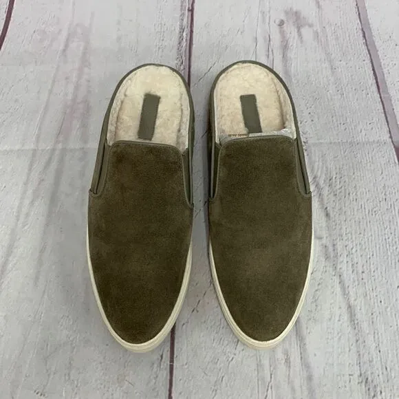 Vince Women’s Garvey 2 Genuine Shearling Lined Slip-On Sneaker 8.5 Gray