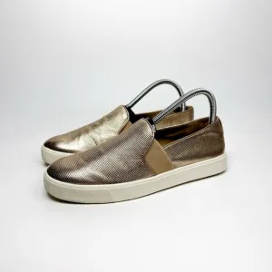 Vince Women's Metallic Gold Slip-On Sneakers Size 7.5M