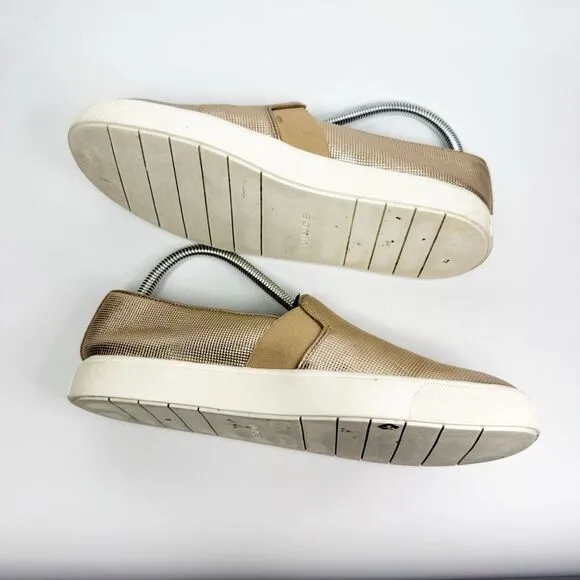 Vince Women's Metallic Gold Slip-On Sneakers Size 7.5M