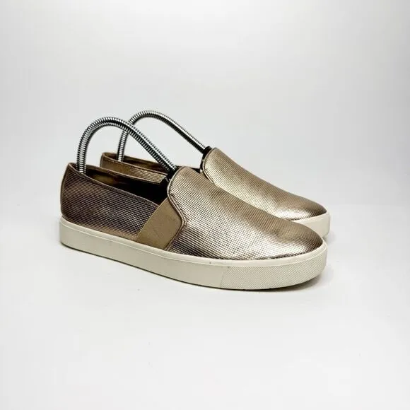 Vince Women's Metallic Gold Slip-On Sneakers Size 7.5M