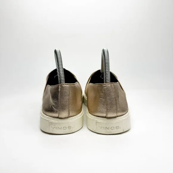 Vince Women's Metallic Gold Slip-On Sneakers Size 7.5M