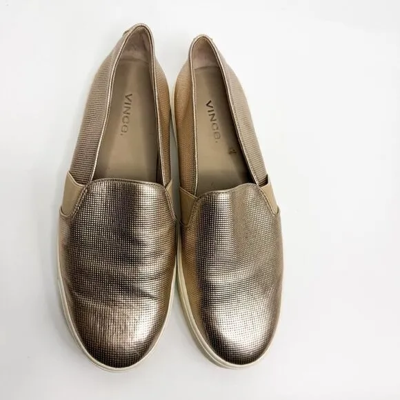 Vince Women's Metallic Gold Slip-On Sneakers Size 7.5M