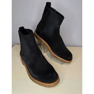 Vince Women's Suede Litton Chelsea Ankle Boots Black Size 6.5