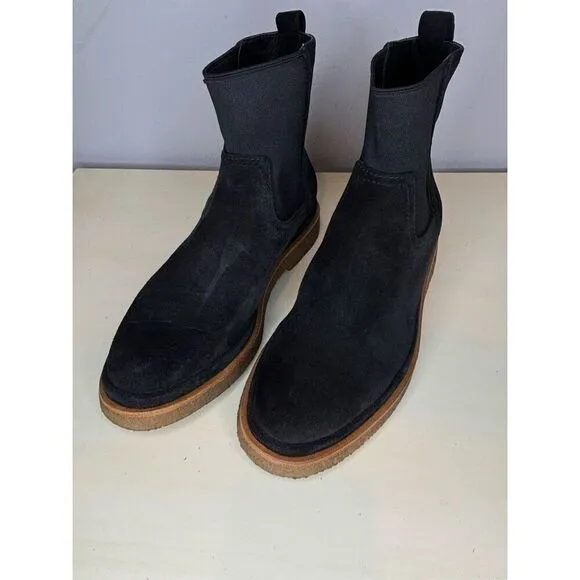 Vince Women's Suede Litton Chelsea Ankle Boots Black Size 6.5