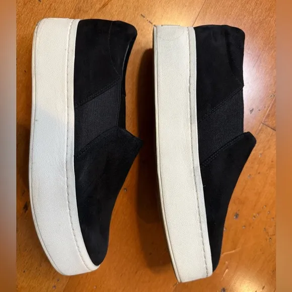 Vince Women’s Warren Slip-On Platform Suede Sneakers in Black, Size 6.5 US