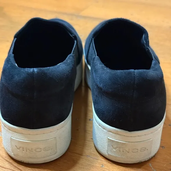 Vince Women’s Warren Slip-On Platform Suede Sneakers in Black, Size 6.5 US