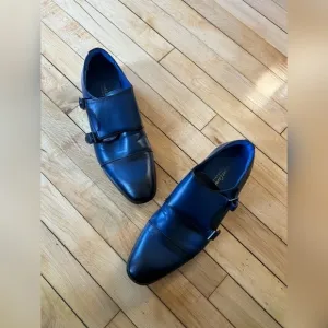 Vincent Cavallo Performance buckle blue dress shoes style No C-462