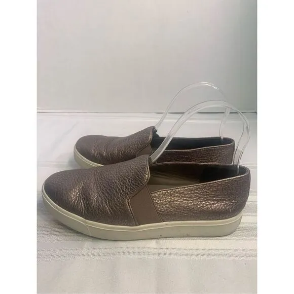 VINCE SNEAKERS BRONZE PEBBLED LEATHER SLIP ON STYLE CORPCORE SZ 6.5 / EUR 36.5