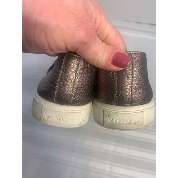 VINCE SNEAKERS BRONZE PEBBLED LEATHER SLIP ON STYLE CORPCORE SZ 6.5 / EUR 36.5