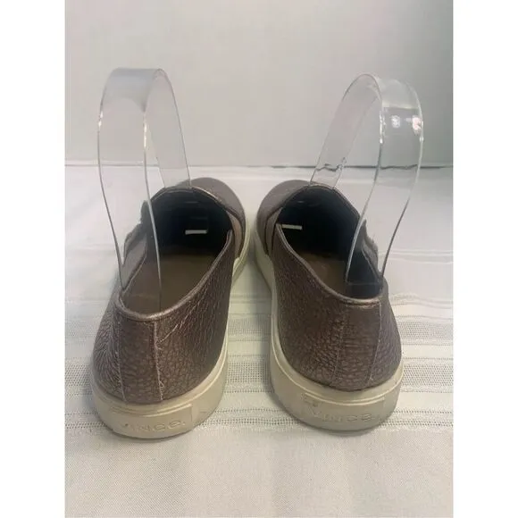 VINCE SNEAKERS BRONZE PEBBLED LEATHER SLIP ON STYLE CORPCORE SZ 6.5 / EUR 36.5