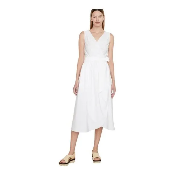 Vince white Sleeveless Double V-neck Wrap Dress Size Small