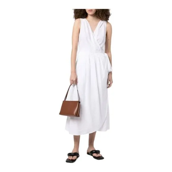 Vince white Sleeveless Double V-neck Wrap Dress Size Small