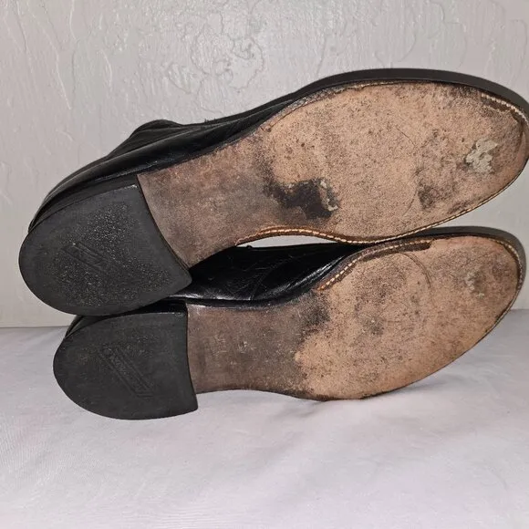 Vintage 1920's - 1930's Men's Black Leather Lace Up Cap Toe Ankle Boots Size 10