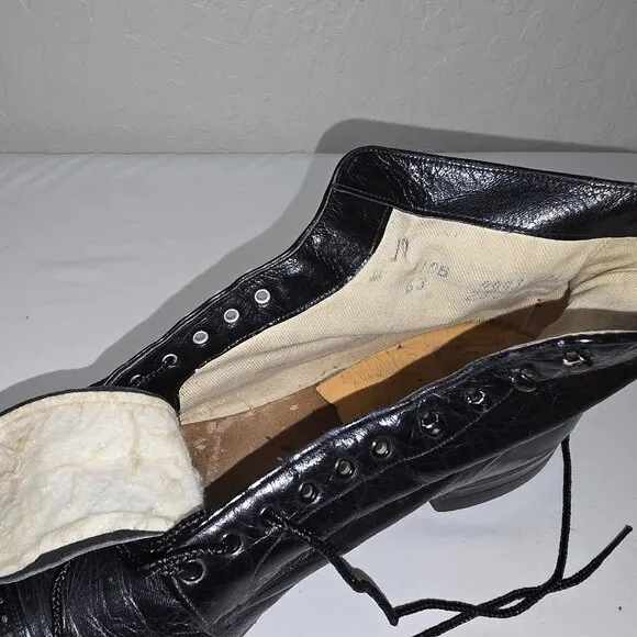 Vintage 1920's - 1930's Men's Black Leather Lace Up Cap Toe Ankle Boots Size 10