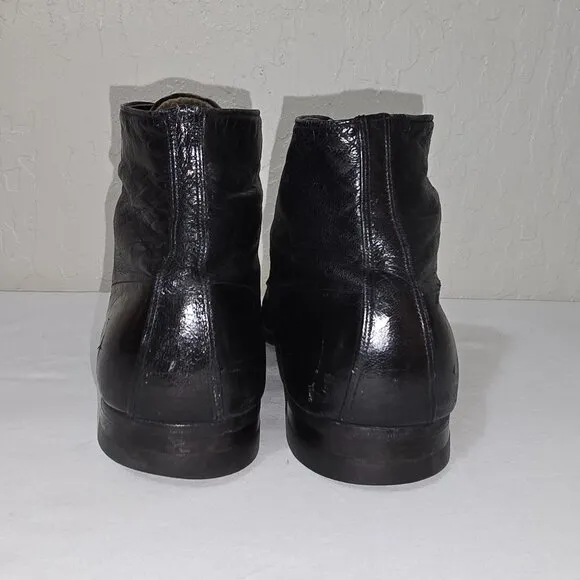 Vintage 1920's - 1930's Men's Black Leather Lace Up Cap Toe Ankle Boots Size 10