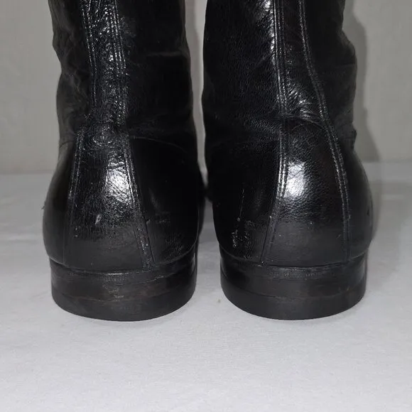 Vintage 1920's - 1930's Men's Black Leather Lace Up Cap Toe Ankle Boots Size 10