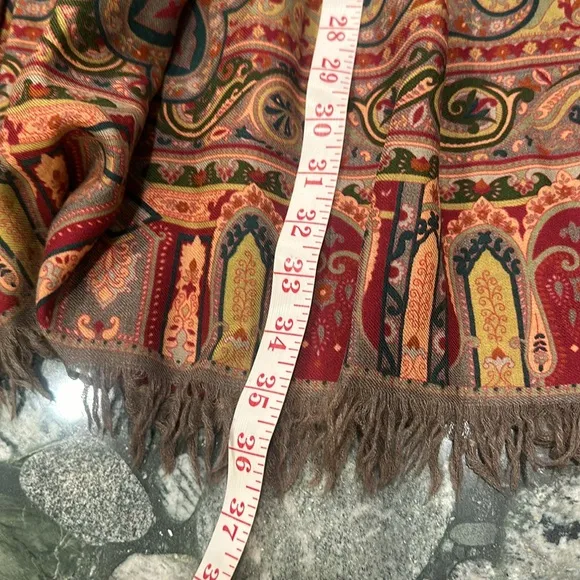 Vintage ‘80s Ralph Lauren Paisley Pleats Fringes Wool Silk Slip Pockets Size 8