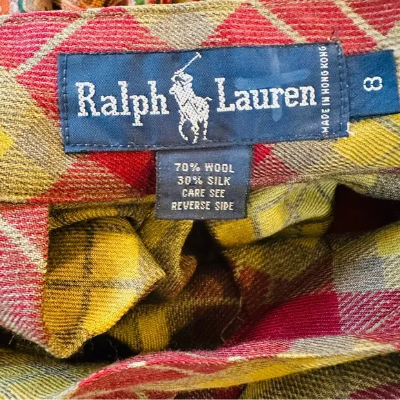 Vintage ‘80s Ralph Lauren Paisley Pleats Fringes Wool Silk Slip Pockets Size 8