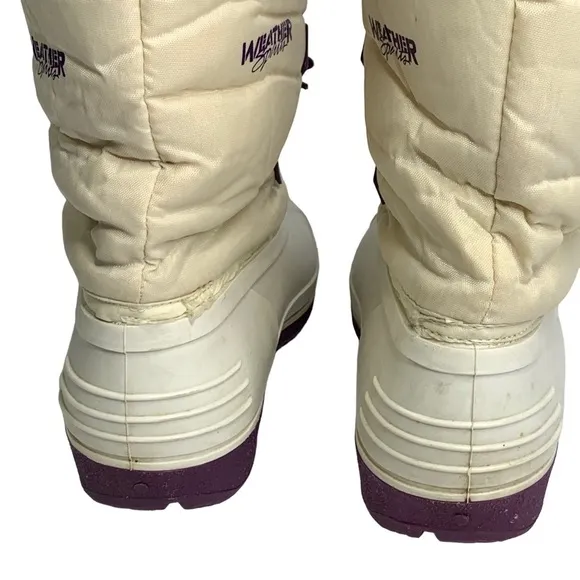 Vintage 90’s Weather Spirits Ski Snow Boots Gray Faux Fur Trim Non Slip Size 8