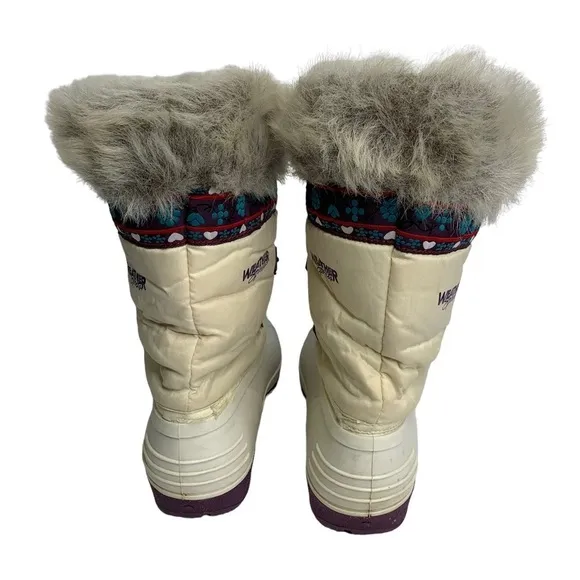 Vintage 90’s Weather Spirits Ski Snow Boots Gray Faux Fur Trim Non Slip Size 8