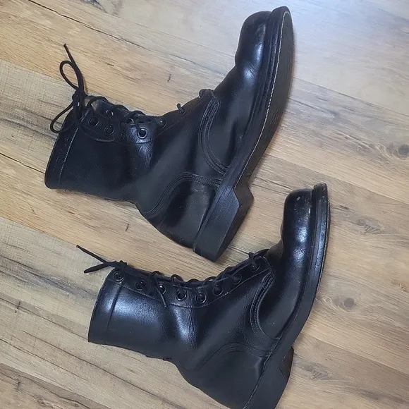 Vintage BF GOODRICH Black Steel Toe Laced Goodyear Heel Combat Boots - 8W