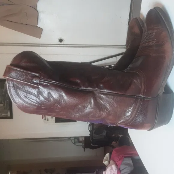 Vintage Dan Post Aged Leather Western Cowboy Boots Sz 9D