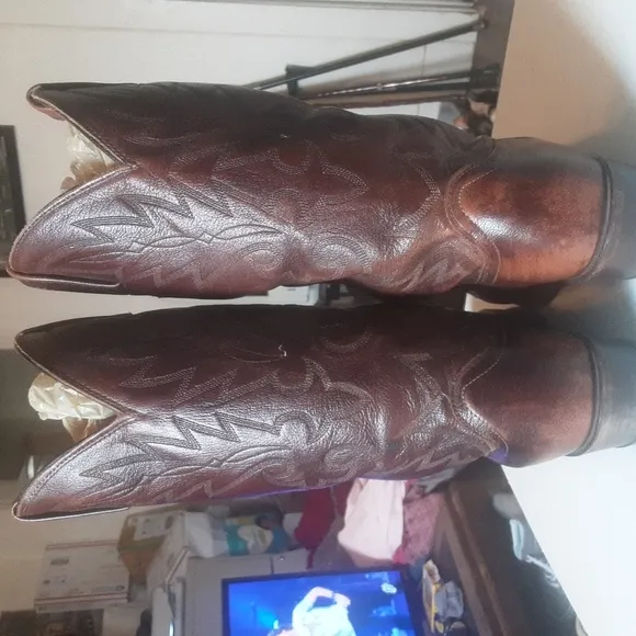 Vintage Dan Post Aged Leather Western Cowboy Boots Sz 9D
