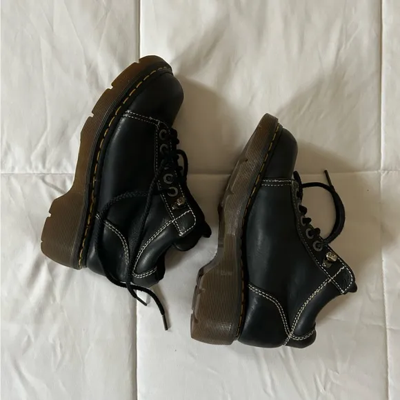 Vintage Dr. Martens 8542 Black Leather Chunky Oxford Lace Up Boots US 5