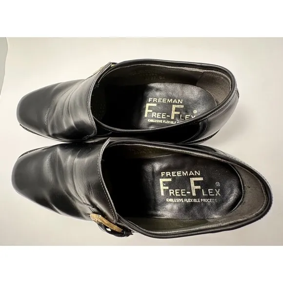Vintage Freeman Free Flex Black Leather Dress Shoes Monk Strap Size 7.5