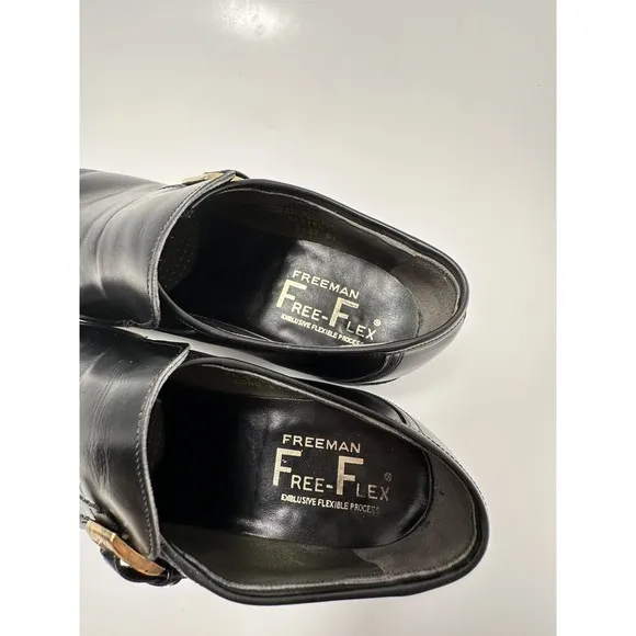 Vintage Freeman Free Flex Black Leather Dress Shoes Monk Strap Size 7.5