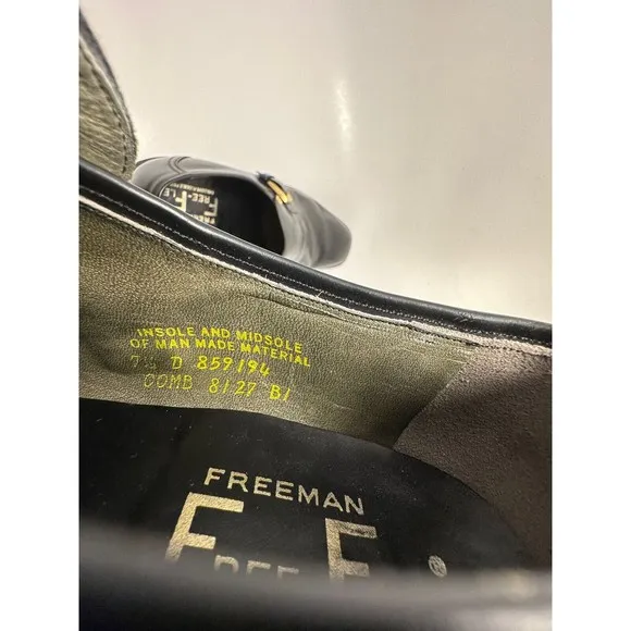 Vintage Freeman Free Flex Black Leather Dress Shoes Monk Strap Size 7.5