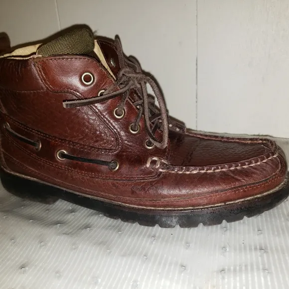 Vintage L.L. Bean Men's Brown Leather Chukka Boots Size 8 shoes 👞