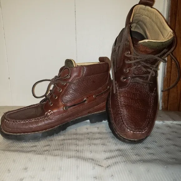 Vintage L.L. Bean Men's Brown Leather Chukka Boots Size 8 shoes 👞